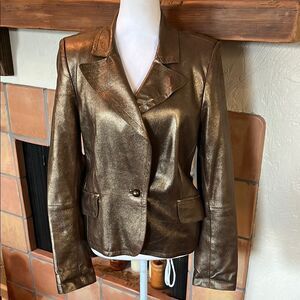 Penta Metallic Gold Leather Blazer, size 12